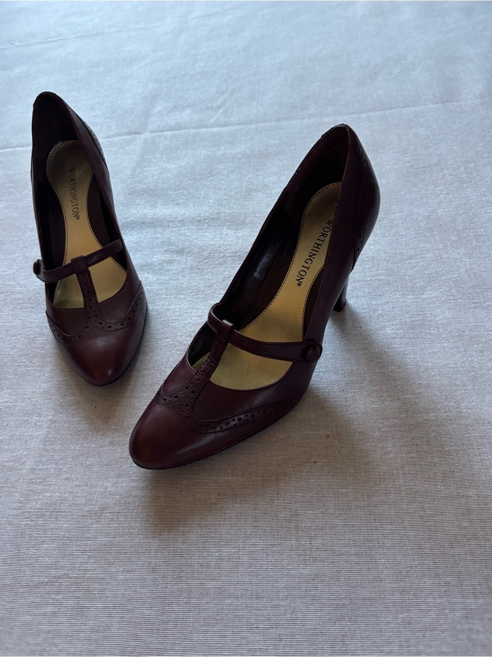 Worthington vintage retro leather heels  burgundy rockabilly Mary Jane size 6.5